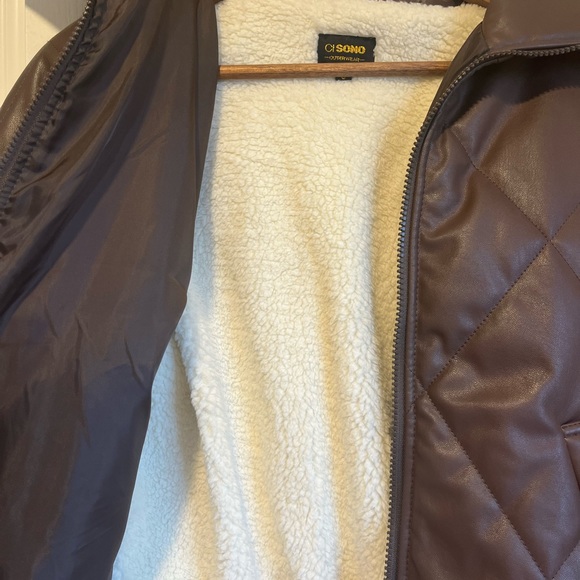 Faux Leather Bomber Jacket - Picture 2 of 4